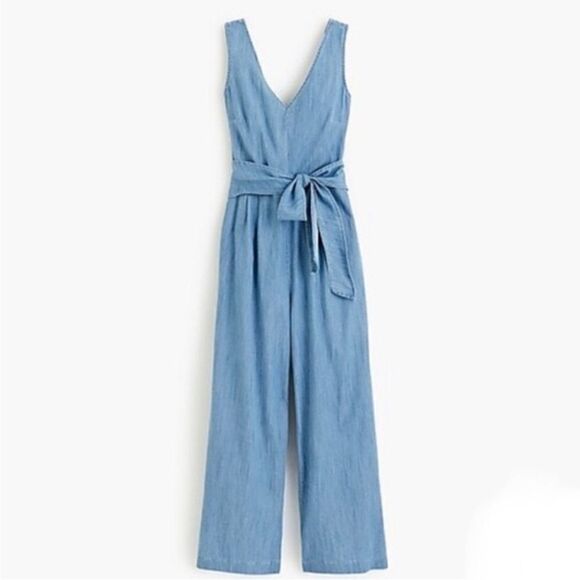 J. Crew Chambray Wrap Tie Jumpsuit - Picture 2 of 12